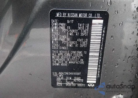 2017 Infiniti Qx80 z USA, uszkodzony, nr VIN JN8AZ2NE0H9160997